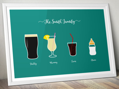 What drink are you? Quench your thirst for unique family art with this customisable family drinks po