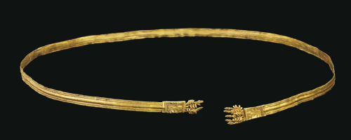 archaicwonder:Greek Gold Snake Belt, 3rd-2nd Century BCFormed from a sheet strap, with hatched ribs 