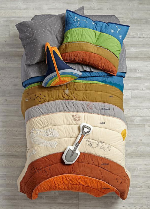 Planetary layer bedding and a volcano throw pillow? Awesome.