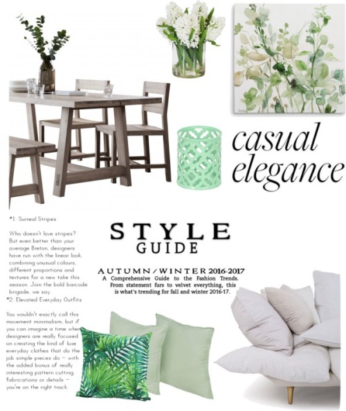 Untitled #1307 by talulahj featuring green throw pillowsJane Seymour Botanicals white artificial flo