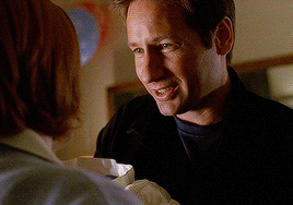 mulderscullyfiles:Mulder smiling because of Dana Scully → Requested by Anonymous