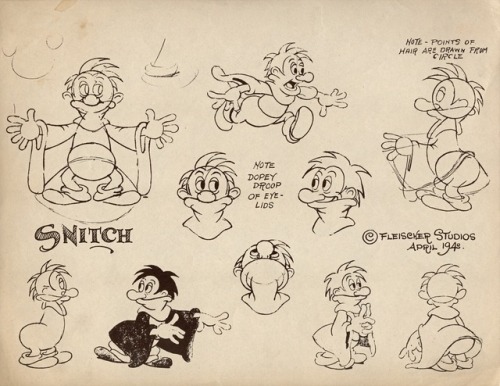 Model sheets from the 1939 Fleischer animated feature, Gulliver’s Travels.