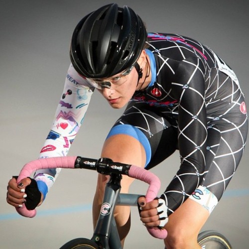 dfitzger: #castellicycling: #tracklife @ivyaudrain of @la_sweat photo from@dbcphoto_com with @cinell