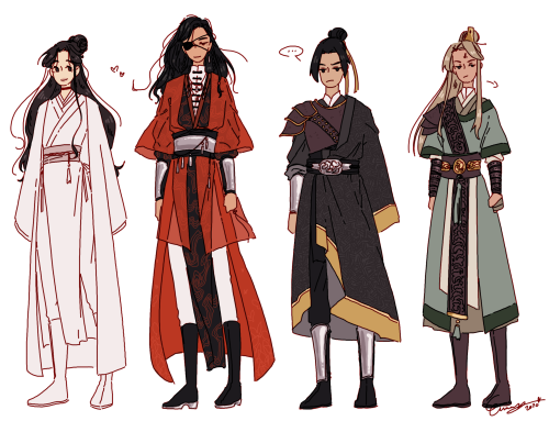 TGCF characters as I was imagining them while reading:  In order, left to right: Xie Lian, Hua Cheng