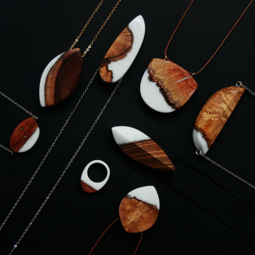 sosuperawesome:  Wood and resin -including glow in the dark- jewelry by BoldB on Etsy 