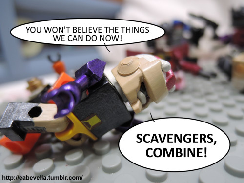 Yay! I finished making my custom Scavengers.For Spin and Crankcase, I bought the Bruticus set. Spin 