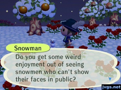 shadowkeese: I give you, the cynical snowman from Animal crossing   Happy Holidays