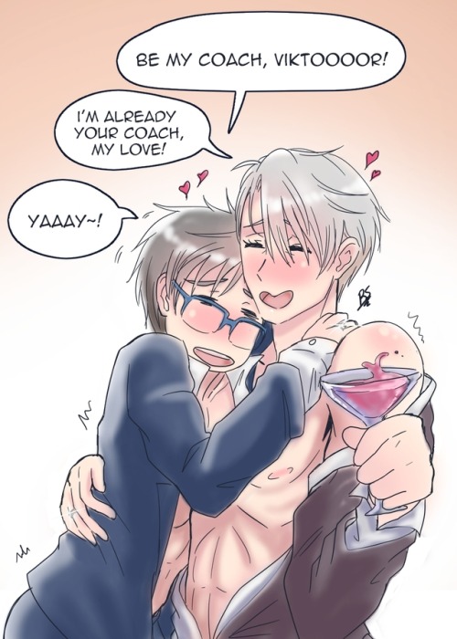 rhapeseuhans: Happy New Year!! ;DLet’s celebrate a new year with drunk Yuuri and drunk Viktor~