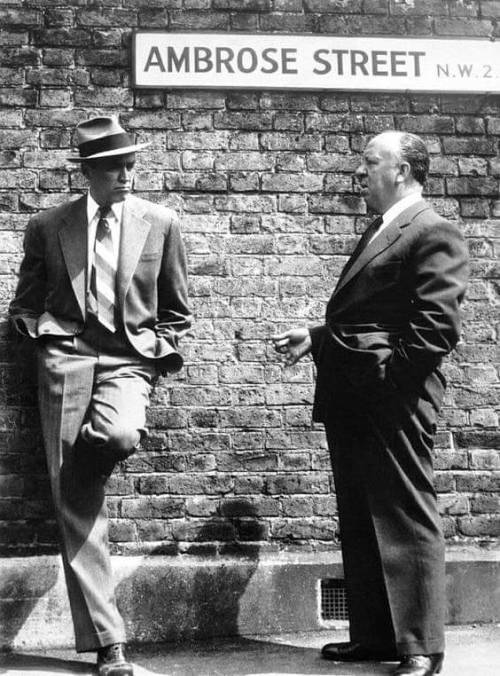 sweetheartsandcharacters:James Stewart and director Alfred Hitchcock on the set of “The Man Who Knew