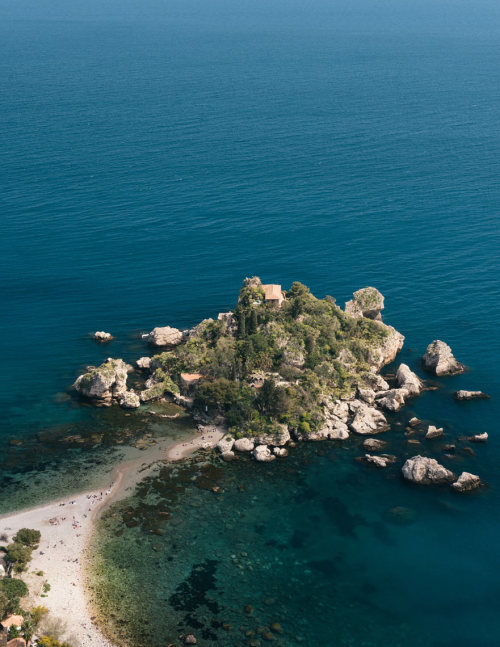 Looking down on Isola Bella from a viewpoint outside Taormina.