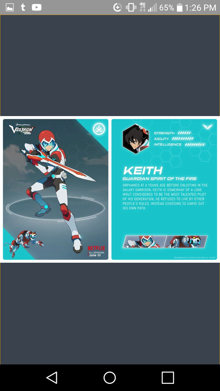 flirtyrobotics:  According to the Voltron handbook Pidge is stronger than Keith. And she is as strong as Lance.I