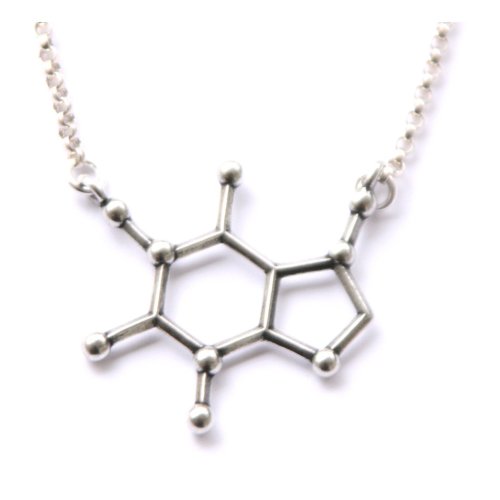 Caffeine, Serotonin &amp; Dopamine Molecular Necklaces ; My inner nerd totally wants one of these. 