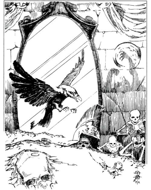 Erebus the ether shadow in raven form, in the hidden treasure vault of Mistmoor Manor (Tom Dow for L