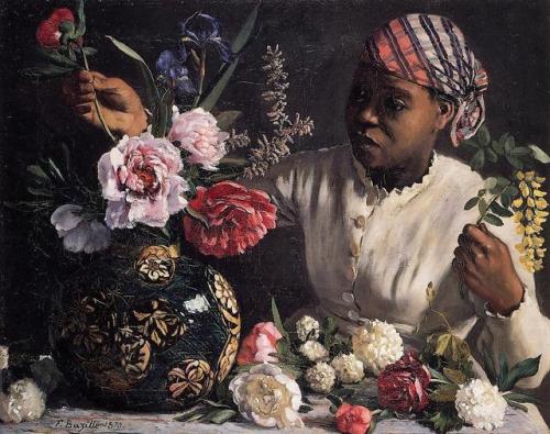 Woman with peonies, by Frederic Bazille, 1870