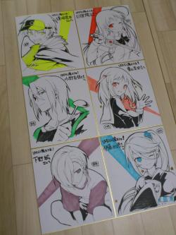 yoshi-x2:  Autograph boards illustrated by 029 for the Maousama anime cast. 