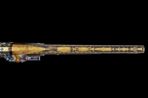 Set of heavily decorated flintlock pistols crafted by Nicolas Noel Boutet of the Versailles Armory, 