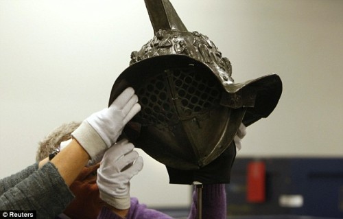 peashooter85: Ancient Roman gladiators helmet uncovered at Pompeii www.dailymail.co.uk/news/a