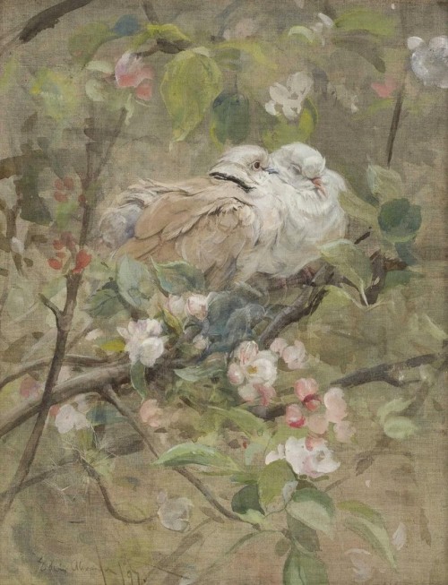 Doves and Apple Blossom, 1897 by Edwin Alexander(Scottish, 1870–1926)
