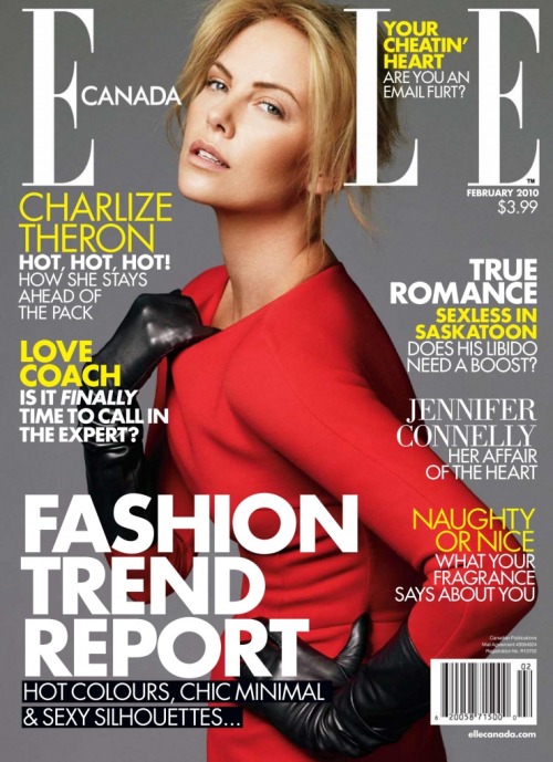 leatherleatherlady:  Charlize Theron in black leather gloves for Elle Cover Magazine.www.leat