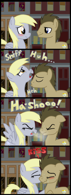 quarium-mod:  lightyami555:  A Splash of Derpy by MasterXtreme  Bullshit, No amount of love would be enough for me to not go “OHHH SHIIIII EWWWW WHAT” and not clean my face instantly.  ….>w< Should’ve ducked and waited on that kiss,