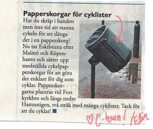 RUBBISH BINS FOR CYCLISTS. They&rsquo;ve been around for a while in cities like Copenhagen 