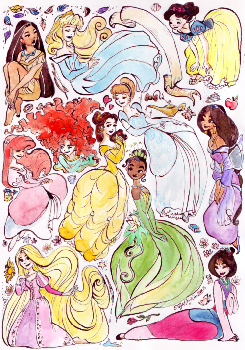 princessesfanarts:Condensed princesses -part I by TaijaVigilia