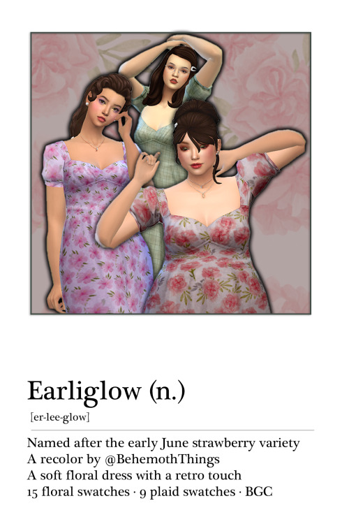 Earliglow-A Recolor of Arethabee’s Alyssa DressI was a little sad about my last cc so I made more fl
