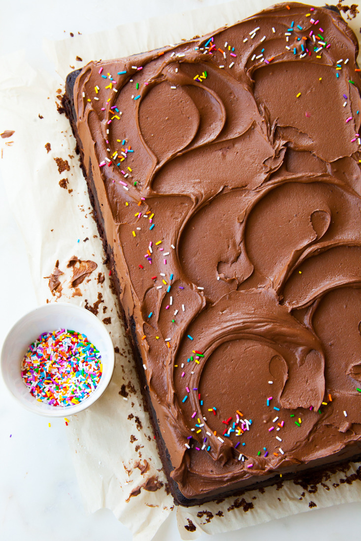 sweetoothgirl:    Easy Chocolate Sheet Cake with Chocolate Icing  