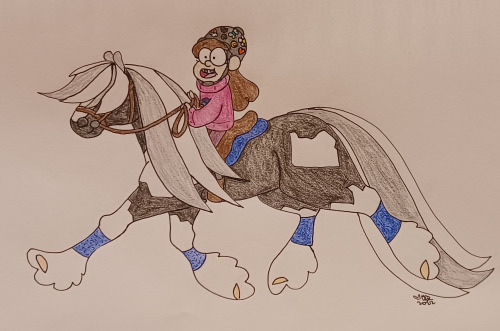 Dipper attempting to ride Issac and Mabel riding Skunk. Which rider are you?I once saw a little girl