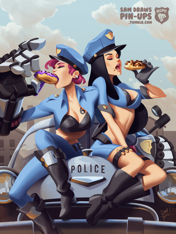 samdrawspinups:  🍩 Officer Caitlyn and Officer Vi! 🍩 Hey everyone!!! So finally