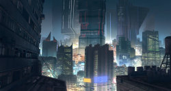 fuckyeahcyber-punk:  Cyberpunk CityScape