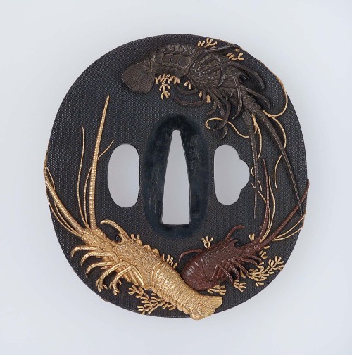 Tsuba with design of crayfishJapaneseEdo periodmid-19th centuryMatsuo Gassan (Japanese, 1815–1875), 