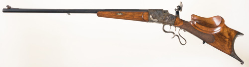 Engraved Aydt system German schuetzen single shot target rifle, late 19th century.