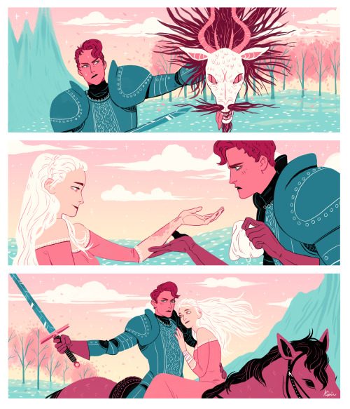 meexart:We had to illustrate a blind date in sequential class and what better than a first meeting between a princess and her gender fluid knight?