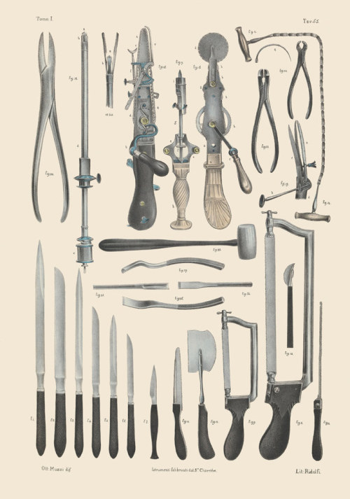 medicalstate: Surgical instruments for amputation. Tome 6. Pl. 55 from Traité 