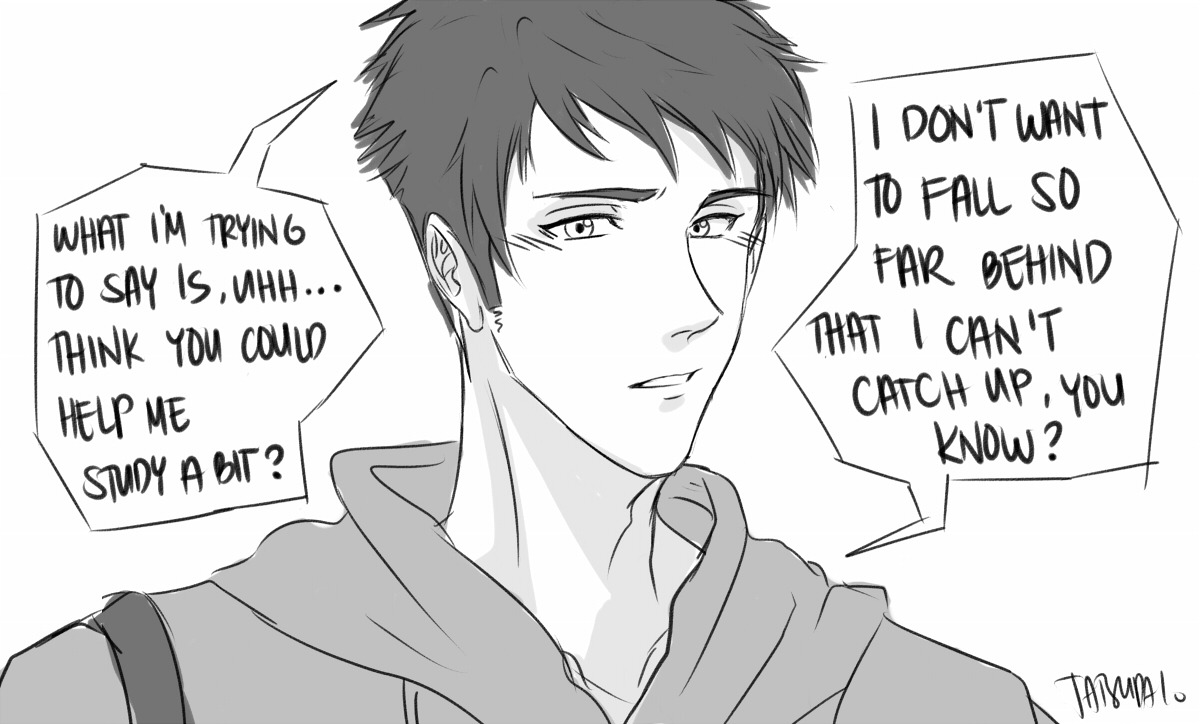 tatsudai:  doodled my favorite scene from porrimicide ‘s soumako tokyo univ fic