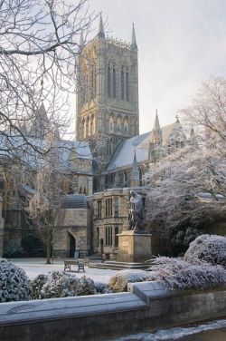 thequeensenglish: Lincoln Cathedral, Lincoln, England. Dating from the 12th and 13th centuries, the impressive Lincoln Cathedral (officially the Cathedral Church of St. Mary in Lincoln) dominates Lincoln’s skyline and can be seen from 30 miles away.
