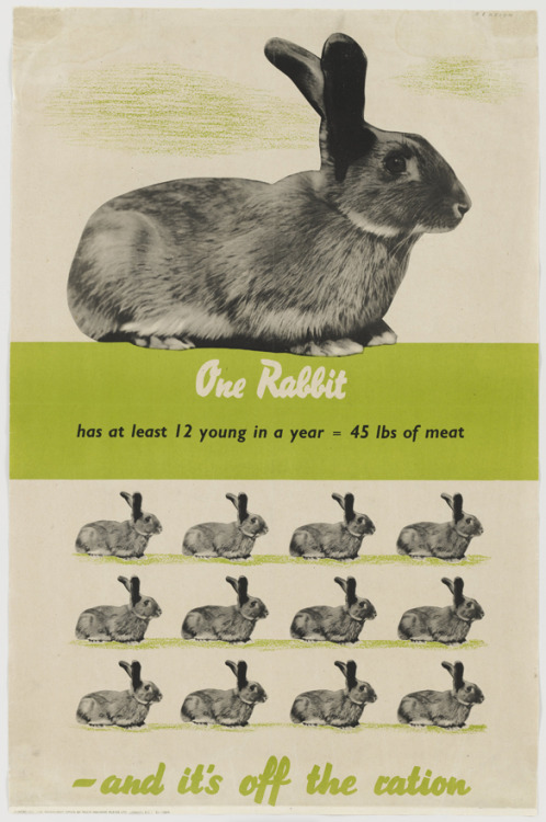 British World War II propaganda ads encouraging citizens to raise rabbits for food to save on ration