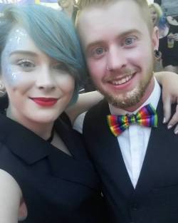 wearethelostwolves:  Bae 😘❤💋 #blogger #bloggersuk #vlogger #model #cornwall #truro #pride #lgbtq #lovewins #rainbow #bluehair #glitterface #glitterbeard #redlip #bowtie xx