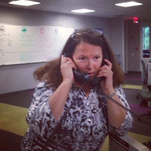 Classic @carrieyale with two phones as a story broke this morning. #insidelohud (at lohud.com)