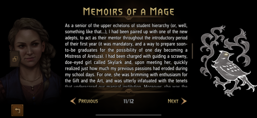 Tiny snippet of Tissaia backstory from the Gwent journey story ‘Memoirs of a Mage’ as to