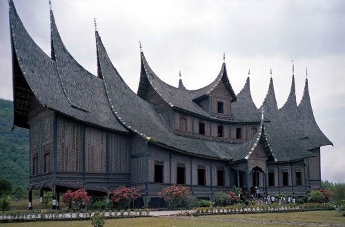 The Minangkabau royal palace at Pagaruyung, Sumatra. The building is a wonderful example of Rumah Ga