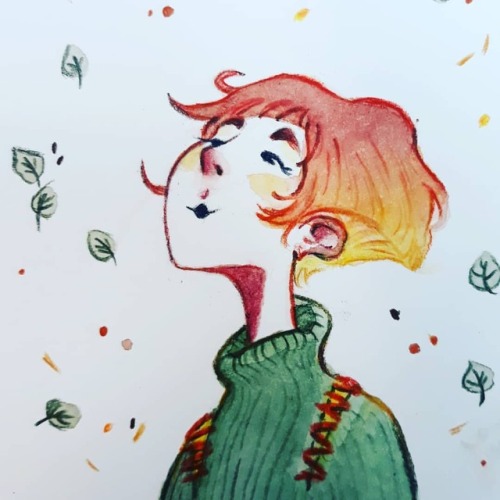 Who else likes autumn ? #watercolor #leaves #autumn #fall #turtleneck #fafodill #pencil #portrait #c