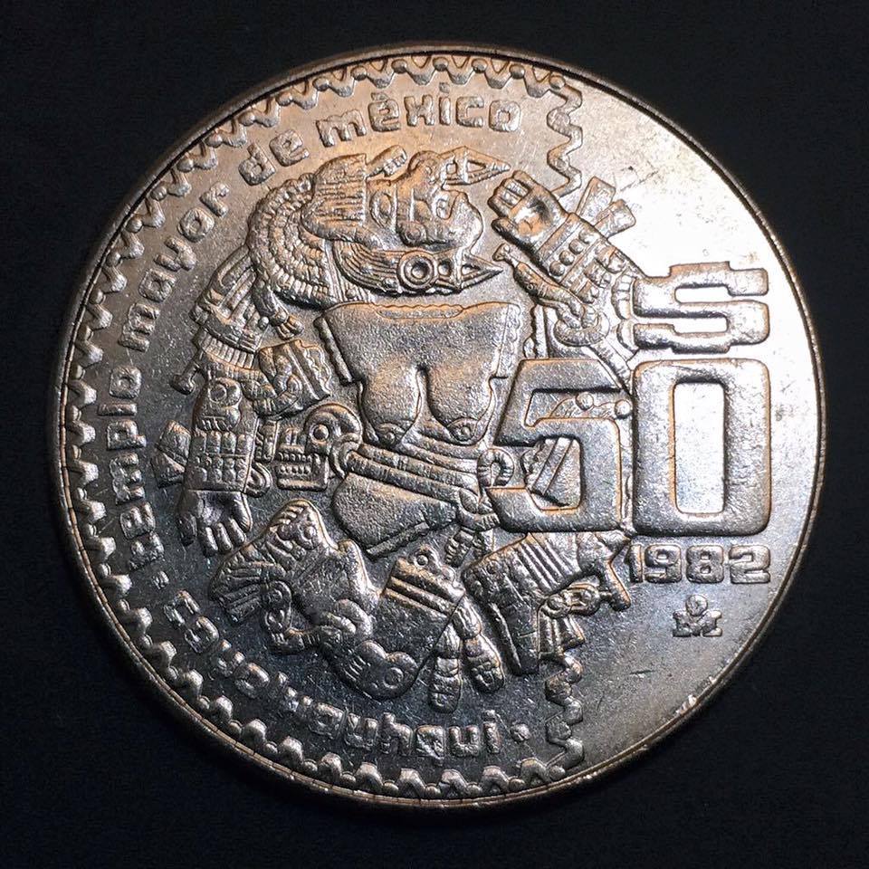 cazadordementes:  Moneda de 50 pesos mexicanos de 1982. En ella aparecía la diosa