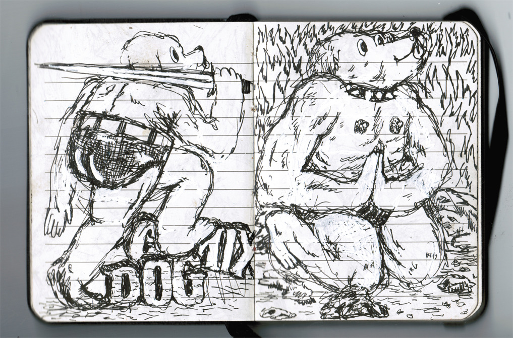 negative&ndash;energy:  More sketch book pages, and boy, are my dogs barking