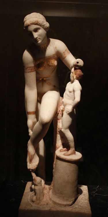 The so-called “Venus in a Bikini” polychrome Roman marble statue from Pompeii depicts th