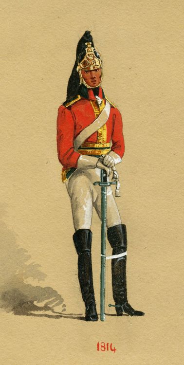 cuirassier:Troopers and officers of the 5th Dragoon Guards throughout the years., illustrations by R