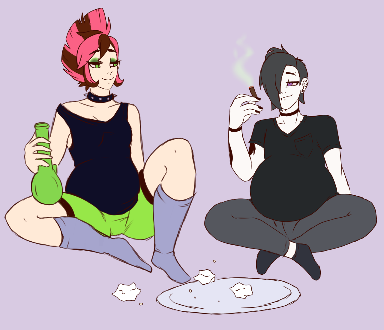 purrincessa:  @skuttz I’ve always wanted an excuse to draw people getting highI