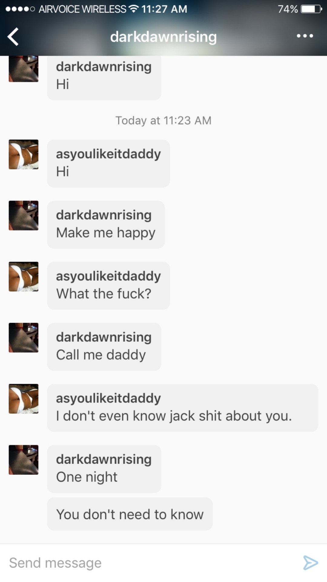 And this is why we cut you off at the knees. @darkdawnrising @itrap2hard learn manners,