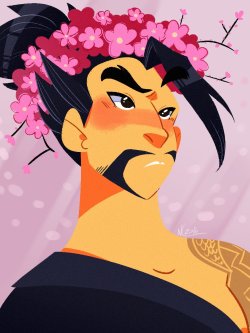 movedblog-papercutzzart: A cherry blossom prince Hanzo I made! Remember to follow my twitter :D 
